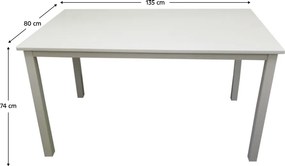 Jedálenský stôl, biela, 135x80 cm, ASTRO