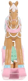 Vianočná dekorácia Hojdací koník, ružová, polyresin, 17 cm