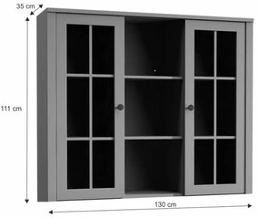Kondela Nadstavec na komodu, PROVANCE W2D, vitrína, sivá