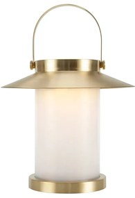 NORDLUX Solárna prenosná vonkajšia LED lampa TEMPLE, teplá biela, 22 cm, mosadz