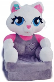 Detské plyšové rozkladacie kresielko MAČIČKA - šedé