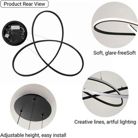 Brilagi - LED stmievateľný luster na lanku INFINITY LED/80W/230V 80x80 cm čierny + diaľkové ovládanie