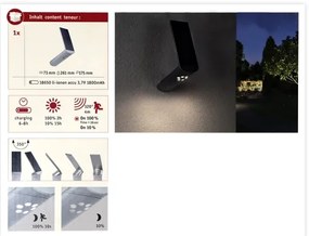 Paulmann 94261 - LED/1,2W IP44 Solárne nástenné svietidlo so senzorom ILIAS 3,7V