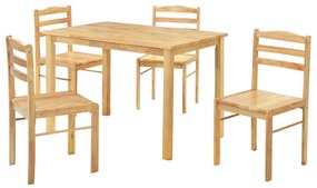 Jedálenský set 1+4, masívne drevo, prírodná, LOAK