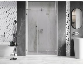 Mexen Lunar-F, L pravé sklápacie sprchové dvere 140 cm, 8mm číre sklo, oceľový profil, 836SL-140-050-97-00-P