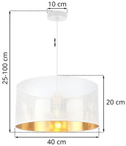 Závesné svietidlo Asti0, 1x biele PVC tienidlo, (fi 40cm), g, w