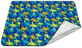 Pikniková deka modrej farby s motívom palmy Šírka: 150 cm | Dĺžka: 200 cm