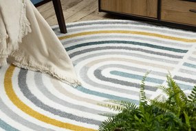 Koberec FUSION Shape 5711 biely / tmavozelený ovál