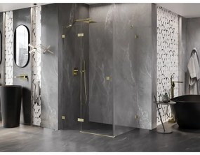 Mexen Lunar, výklopný sprchový kút ľavý 95 x 80 cm, 8mm číre sklo, zlatý kartáčovaný - 834-095-080-55-00-L