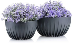 PLASTOVÝ KVETINÁČ STRIPPED ECO 14X24 CM ANTRACITOVÁ