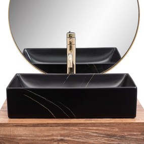 Rea Inga Marble, keramické umývadlo na dosku 51x35 cm, čierna matná, REA-U8006