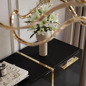 KOMODA SANTINO ČIERNY LESK / ZLATÁ 158 cm