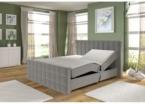 Elektrická polohovateľná čalúnená posteľ s matracmi a topperom HELEN 180x200 cm sivá