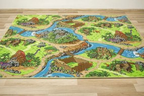 Detský koberec Dino dedina dinosaurov