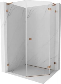 Mexen Lunar, L päťuholníkový sprchový kút s pravým sklonom 90 x 100 cm, 8mm číre sklo, profil ružové zlato, 831L-090P-100L-60-00-P
