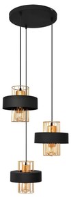 Luster na lanku VOLTA 3xE27/15W/230V čierna/zlatá