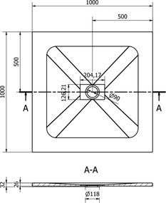 Mexen Hugo, SMC štvorcová sprchová vanička 70 x 70 cm, čierna matná, 42707070