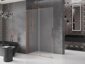 Mexen Velar, sprchová zástena s posuvnými dverami Walk-in 130 x 200 cm, 8mm sklo námraza, medená matná, 871-130-000-33-65