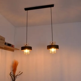LED Luster na lanku VOLTA 2xE27/15W/230V čierna/zlatá