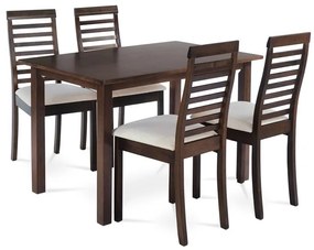 Autronic BONTEC Jedálenský set so 4 stoličkami, 120x75x75cm, masív, orech, AUT-4000 WAL Farba: Hnedá