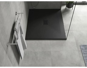 Mexen Hugo, obdĺžniková sprchová vanička SMC 140 x 100 cm, čierna, čierna krytka, 42701014-B