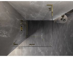 Mexen Lunar-F L, skladací sprchový kút ľavý 70 x 70 cm, 8mm číre sklo, zlatý profil, 836L-070-070-50-00-L
