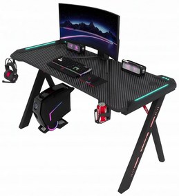 Gamingový stôl s RGB LED podsvietením čierny Šírka: 60 cm | Dĺžka: 120 cm