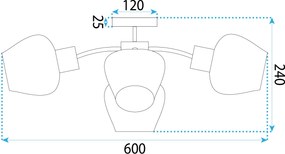 Toolight Toolight, závesné stropné svietidlo 5xE27 APP1590-6CP, biela-hnedá, OSW-01590