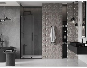 Mexen Velar L, posuvné sprchové dvere do otvoru 100 cm, 8mm číre sklo, čierna matná, 871-100-003-01-70