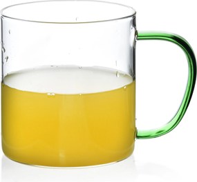 Sklenený hrnček PETER zelený 450 ml číry