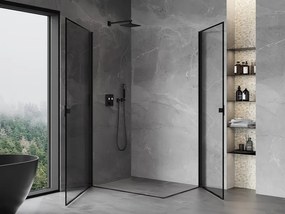 Mexen Mist-B Duo, 2-krídlový výklopný sprchový kút 80 x 70 cm, číre sklo-čierny rám, 8A2-080L-070P-70-70