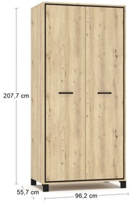 Dvojdverová šatníková skriňa Vinap W-2D - dub artisan / wenge tmavá