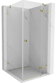 Mexen Lunar, 1-krídlový sprchový kút, pravý, 80 x 80 cm, 8mm číre sklo, zlatý profil, 834-080-080-50-00-P