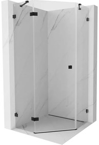 Mexen Lunar, päťuholníkový sprchový kút s ľavým sklonom 90 x 90 cm, 8mm číre sklo, čierny profil, 831-090L-090P-70-00-L