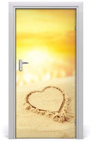 Fototapeta na dvere samolepiace srdce na pláži 85x205 cm