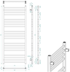 Sapho Sapho, METRO vykurovacie teleso 600x1510 mm, čierna matná, IR420TB