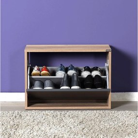 Botník (skrinka na topánky) Tosina 1 (orech svetlý + antracit). Akcia -13%. Vlastná spoľahlivá doprava až k Vám domov. 1094531