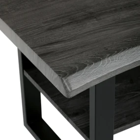 Autronic - Stůl konferenční, 120x60x55 cm, MDF deska, dekor šedý dub, kov, police, černý lak - CT-F4212 GREY AKCE NOVINKA