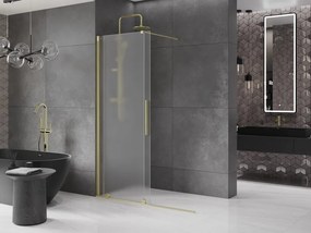 Mexen Velar, sprchová zástena s posuvnými dverami Walk-in 150 x 200 cm, 8mm sklo námraza, zlatá matná, 871-150-000-33-55