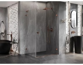 Mexen Lunar-B L výklopný sprchový kút pravý 90 x 80 cm, číre sklo, ružové zlato, 832L-090-080-60-00-P