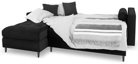 Čierna zamatová rozkladacia rohová pohovka Milo Casa Santo, ľavý roh