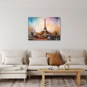 Obraz - Maľba Eiffelovej veže (70x50 cm)