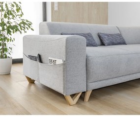 Svetlosivá rozkladacia/s úložným priestorom rohová pohovka (pravý roh/do L) Classy Sophie – Miuform