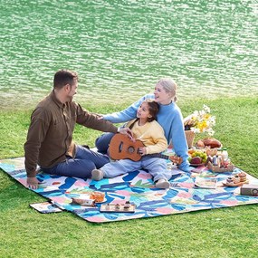 Pikniková deka 200 x 150 cm, vodotesná, vzor farebná papraď