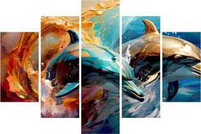 Obraz - Maľba delfínov (150x105 cm)