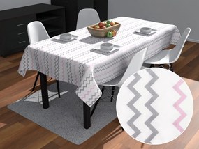 Biante Bavlnený obdĺžnikový obrus Sandra SA-124 Ružovo sivé cik-cak pásiky 140x160 cm
