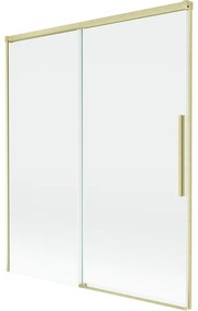 Mexen Rox, 2-krídlová posuvná vaňová zástena 140 x 150 cm, 8mm číre sklo, zlatý matný profil, 8C9-140-001-55-00