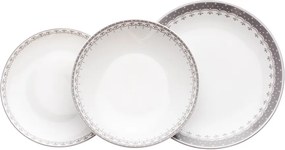 Talířová souprava, český porcelán, HyggeLine, šedá, Leander, 12 d.