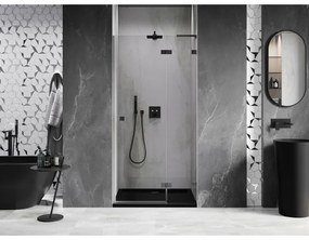 Mexen, Mexen Lunar L Otočné pravé sprchové dvere 75 cm, transparentné, pištoľový kov - 834L-075-000-95-00-P