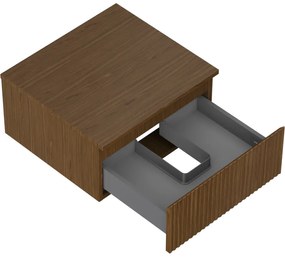 Mexen Rivel, kúpeľňová skrinka 50 cm s hornou časťou, 1 zásuvka, drážkovaná, orech, 91A20-05023-1-BFC86